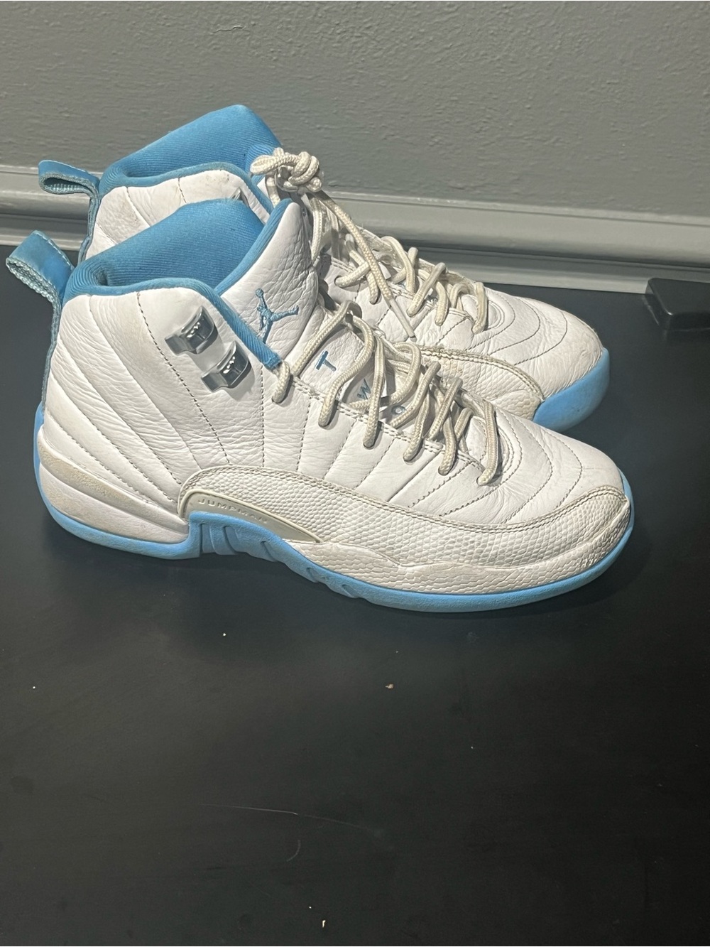 Jordan Kids' White and University Blue Retro 12
